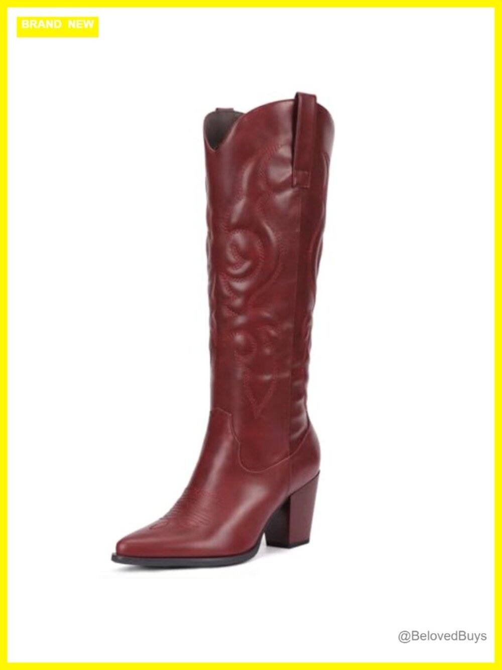 Suede Cowboy Boots Western Knee High Pointed Toe Block Heel Pull On